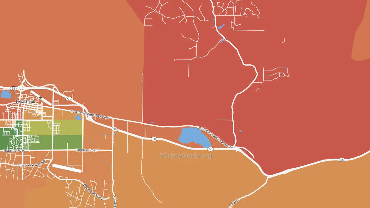 Monolith, CA Map of Burglary Rates