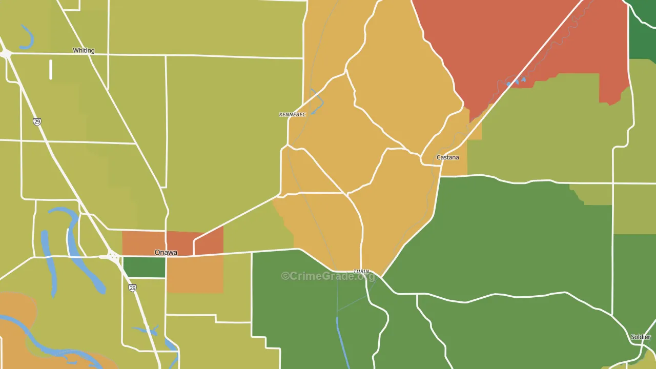Monona County, IA Map of Burglary Rates