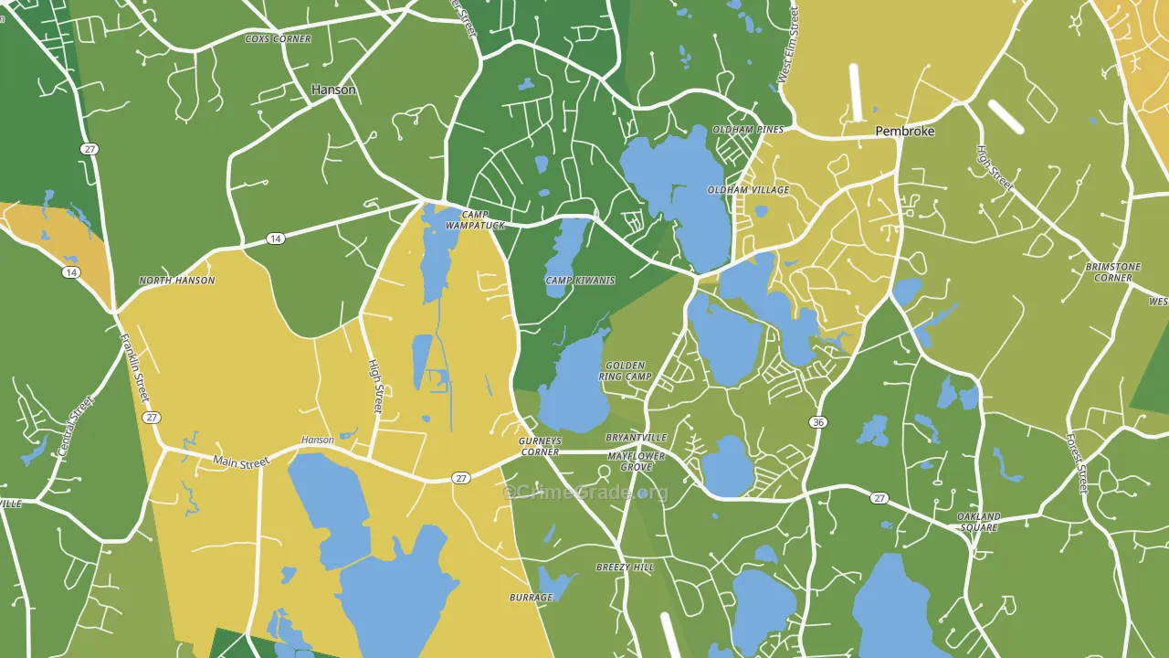 Monponsett, MA Map of Burglary Rates