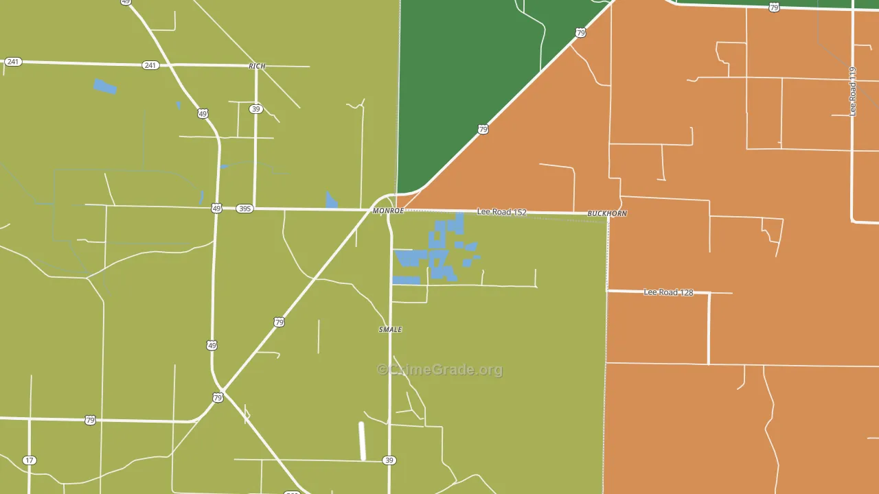 Monroe, AR Map of Burglary Rates