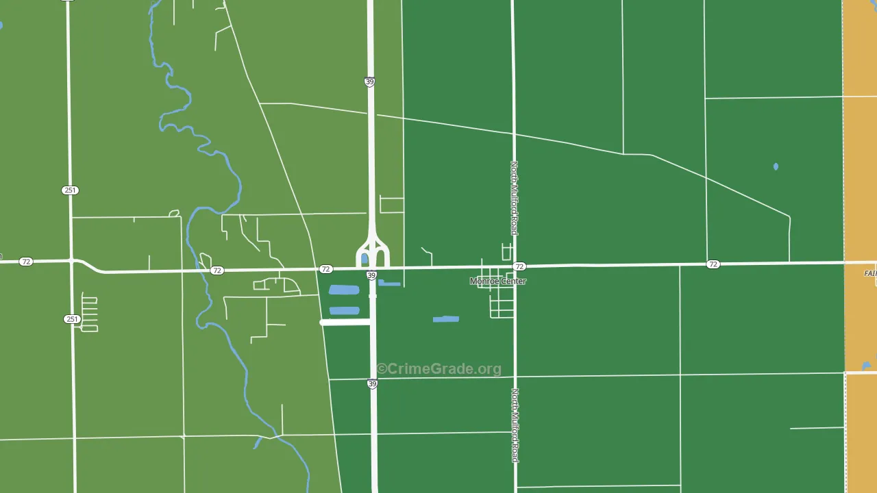 Monroe Center, IL Map of Burglary Rates