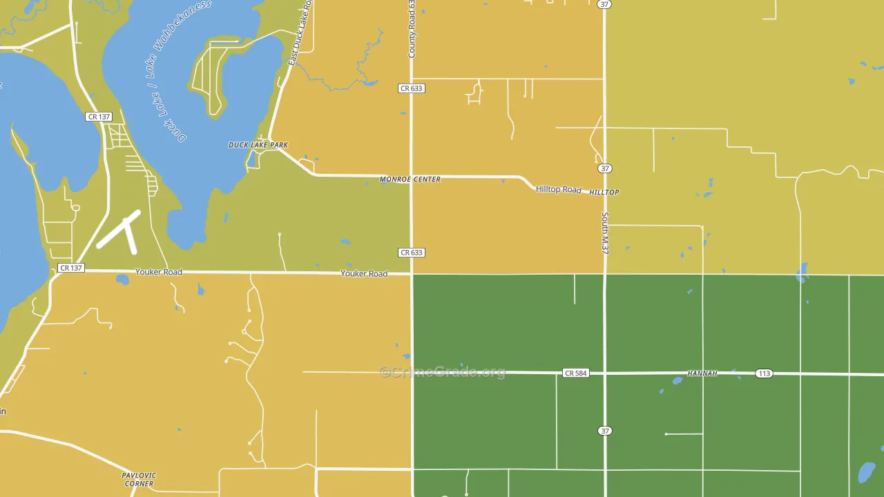Monroe Center, MI Map of Burglary Rates