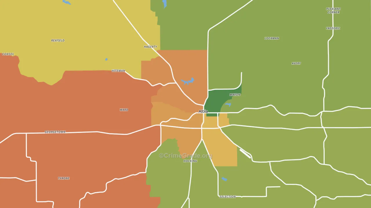 Monroe County, IA Map of Burglary Rates
