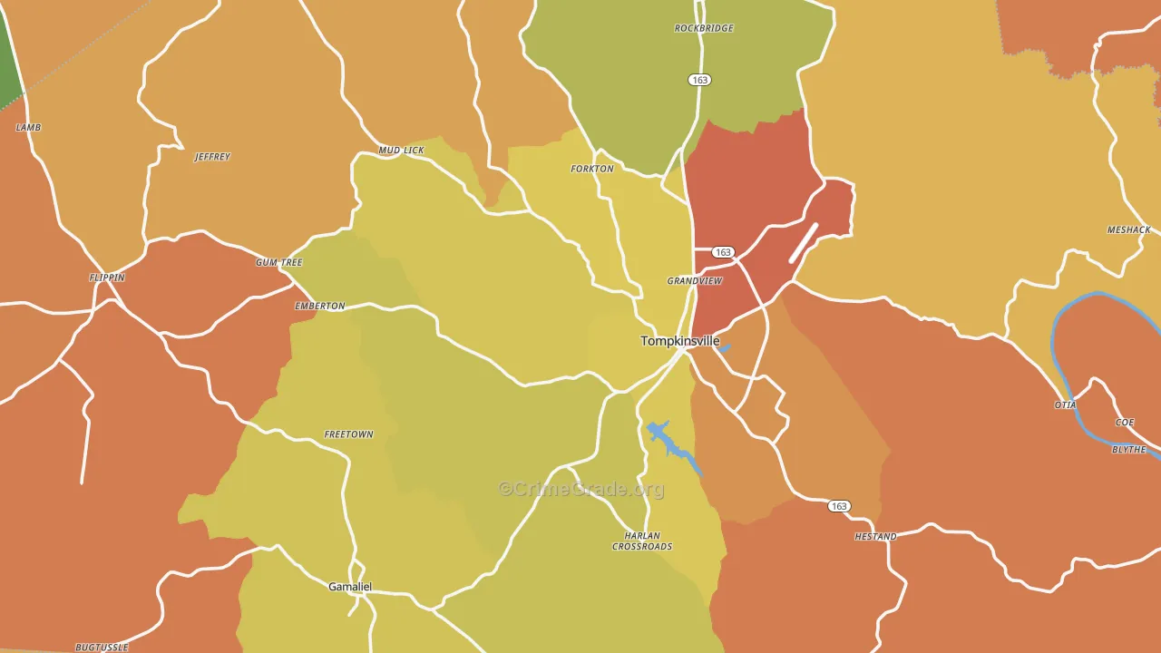 Monroe County, KY Map of Burglary Rates