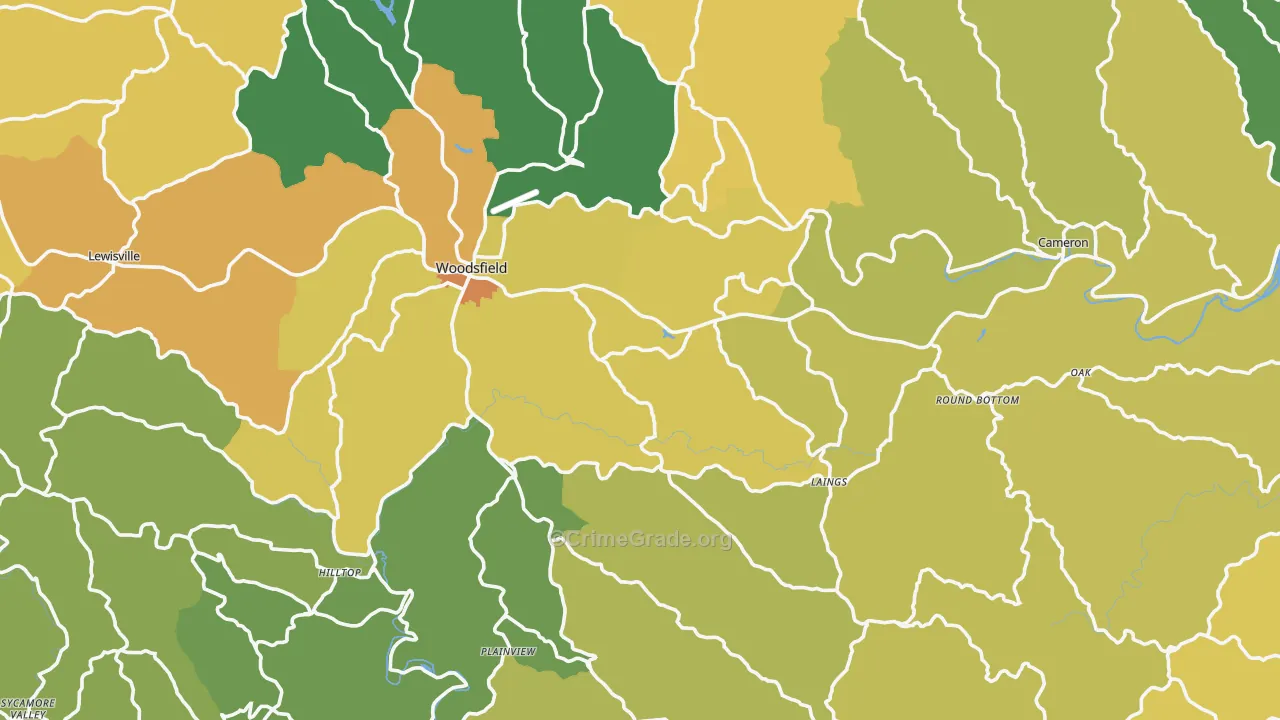 Monroe County, OH Map of Burglary Rates