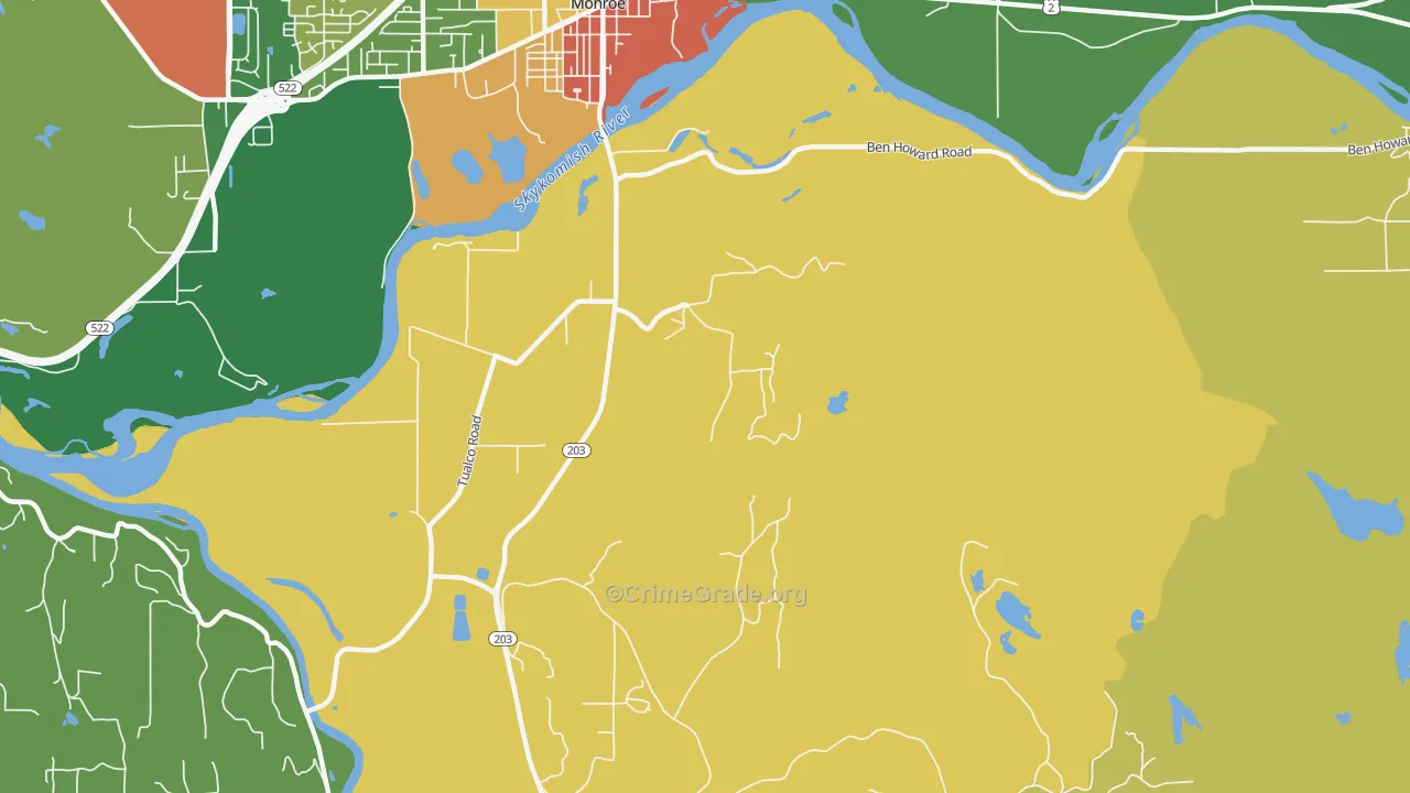 Monroe Junction, WA Map of Burglary Rates
