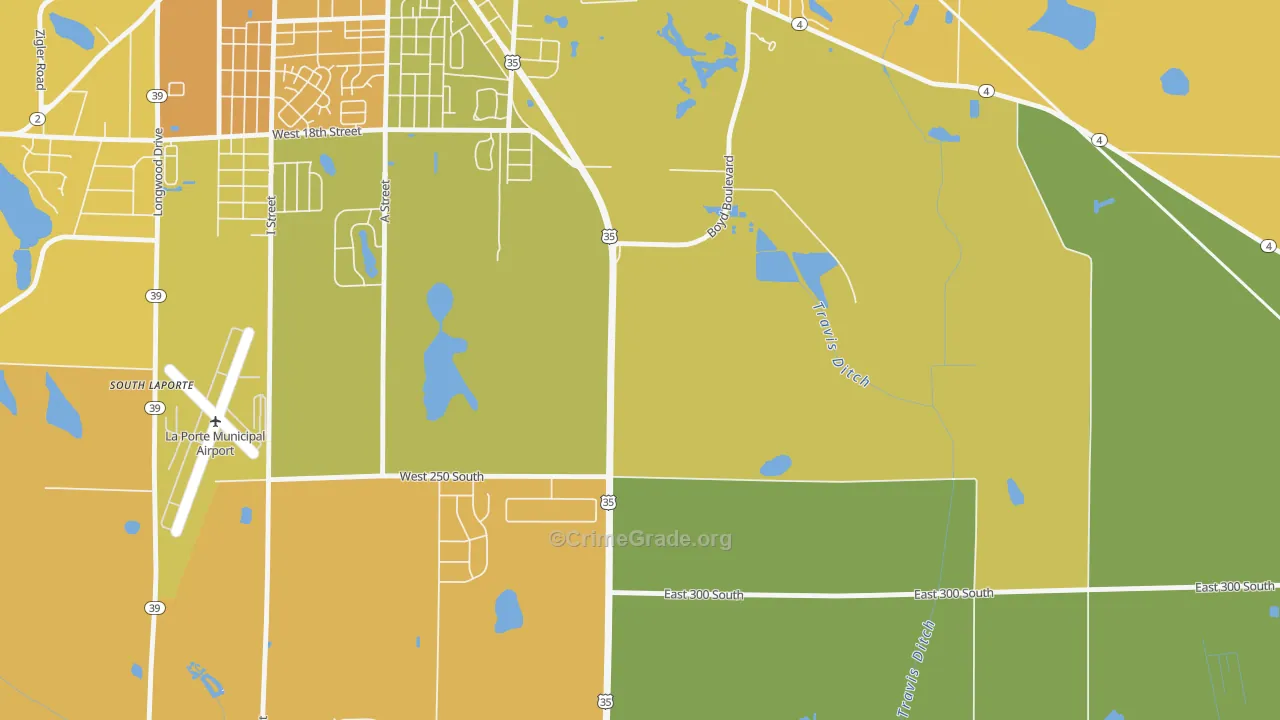 Monroe Manor, IN Map of Burglary Rates