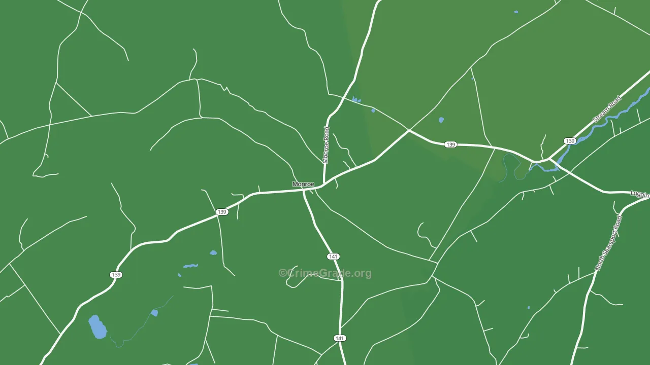 Monroe, ME Map of Burglary Rates