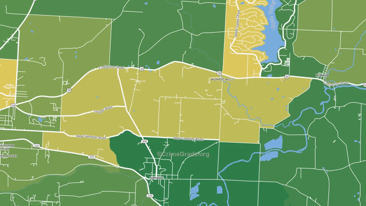 Monroe Mills, OH Map of Burglary Rates