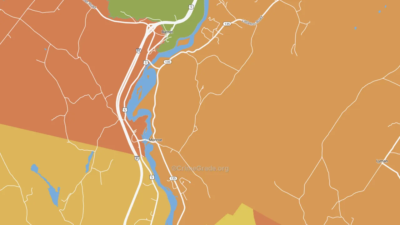 Monroe, NH Map of Burglary Rates