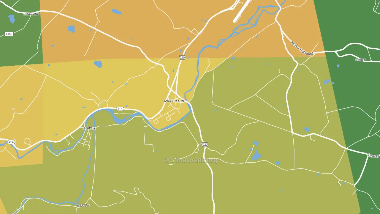 Monroe, PA Map of Burglary Rates