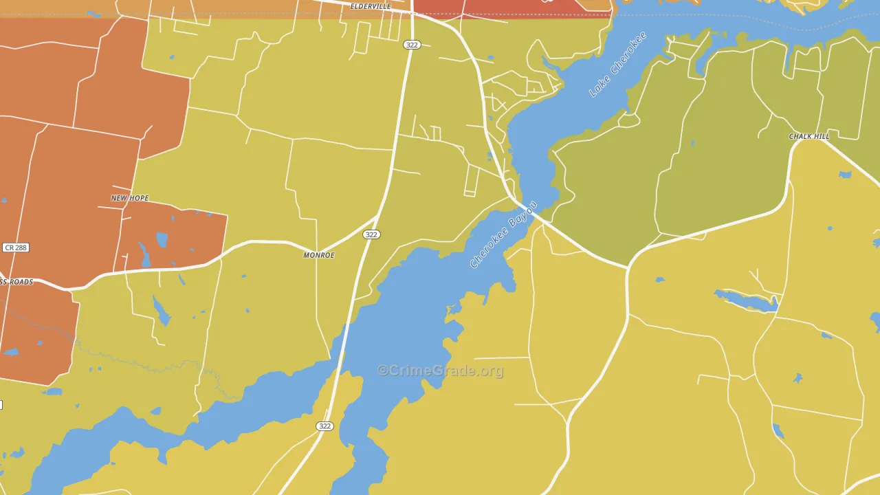 Monroe, TX Map of Burglary Rates