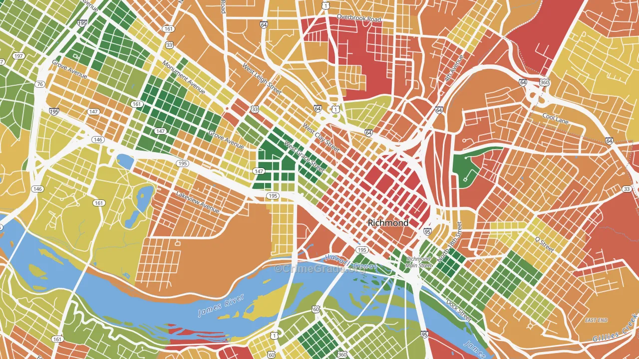 Monroe Ward, Richmond, VA Map of Burglary Rates