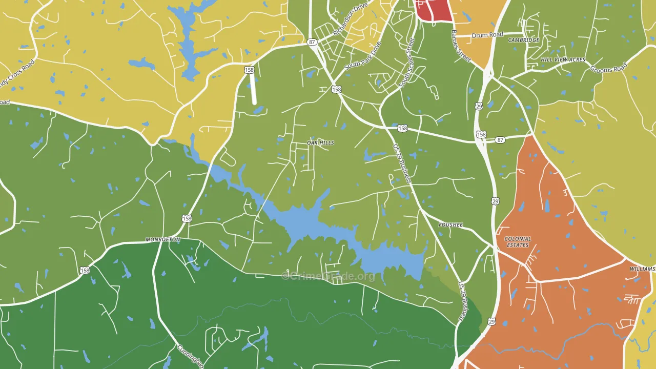 Monroeton, NC Map of Burglary Rates