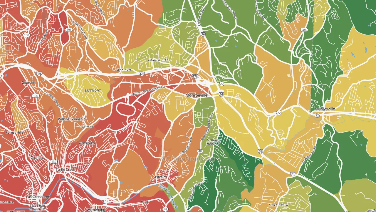 Monroeville, PA Map of Burglary Rates