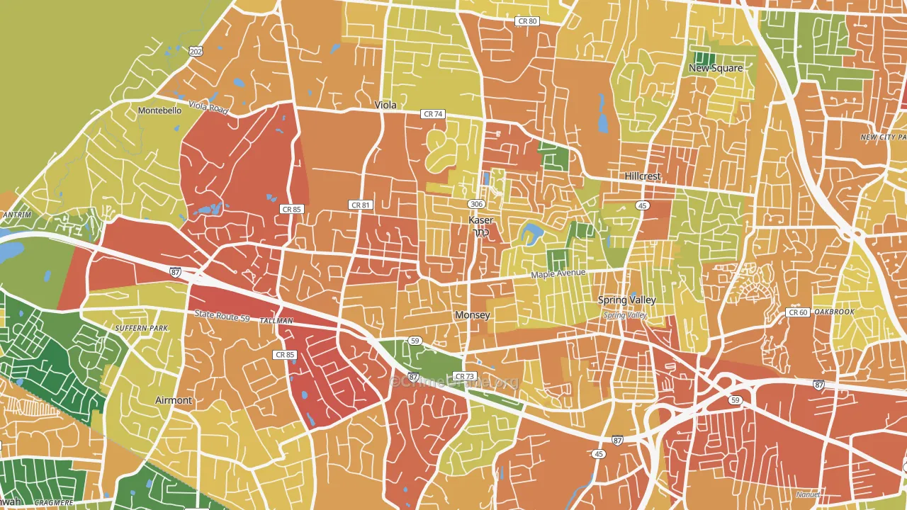 Monsey, NY Map of Burglary Rates
