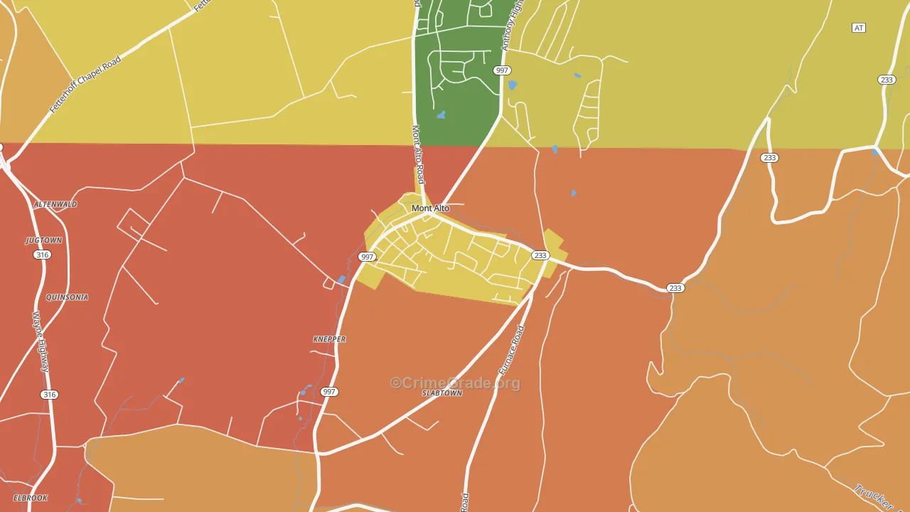 Mont Alto, PA Map of Burglary Rates