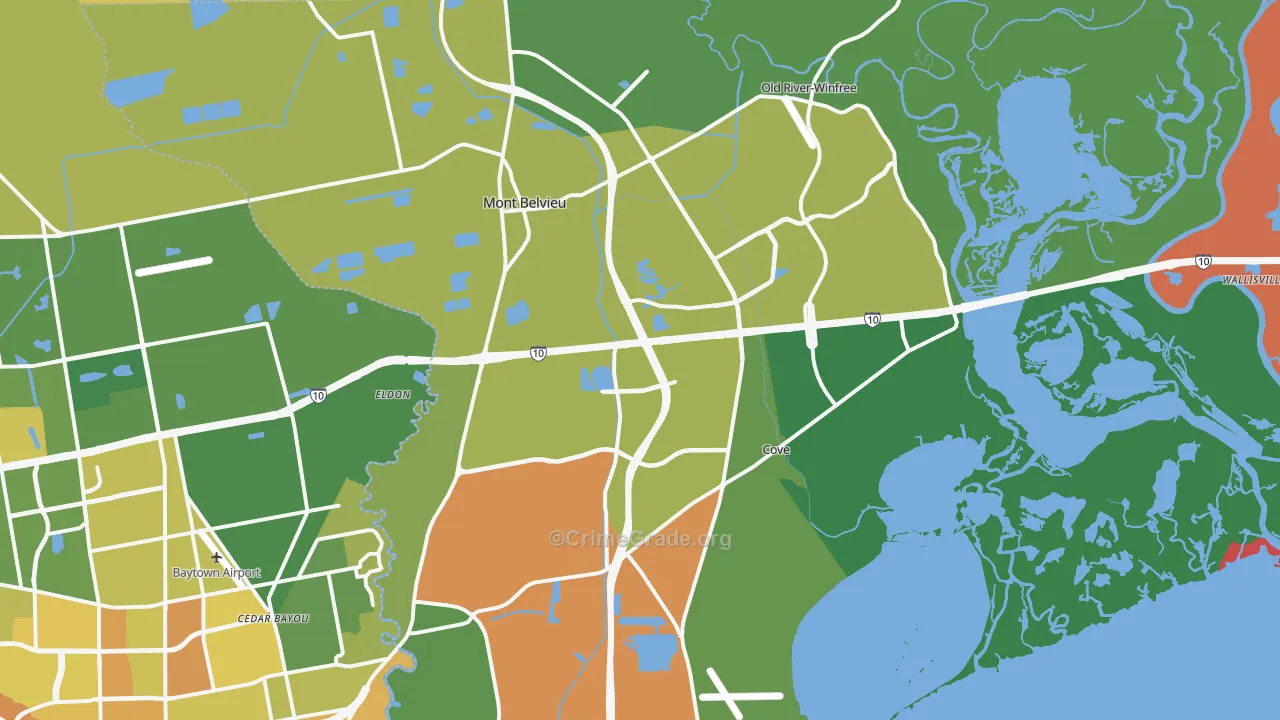 Mont Belvieu, TX Map of Burglary Rates