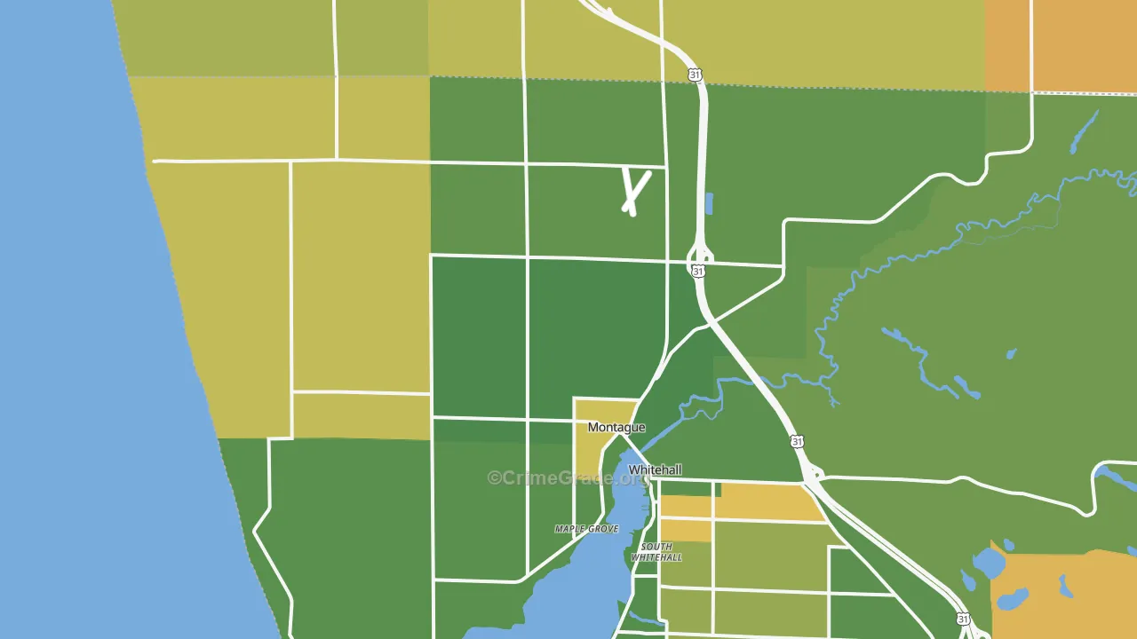 Montague, MI Map of Burglary Rates