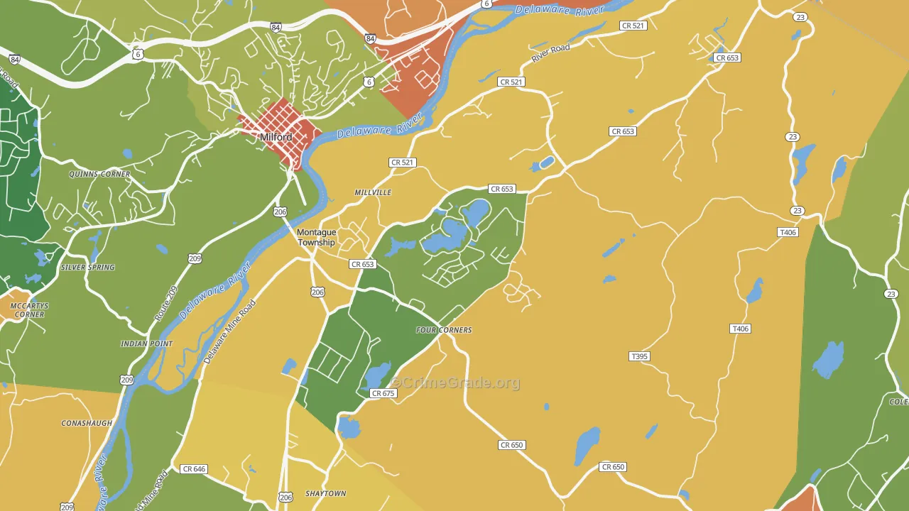 Montague, NJ Map of Burglary Rates