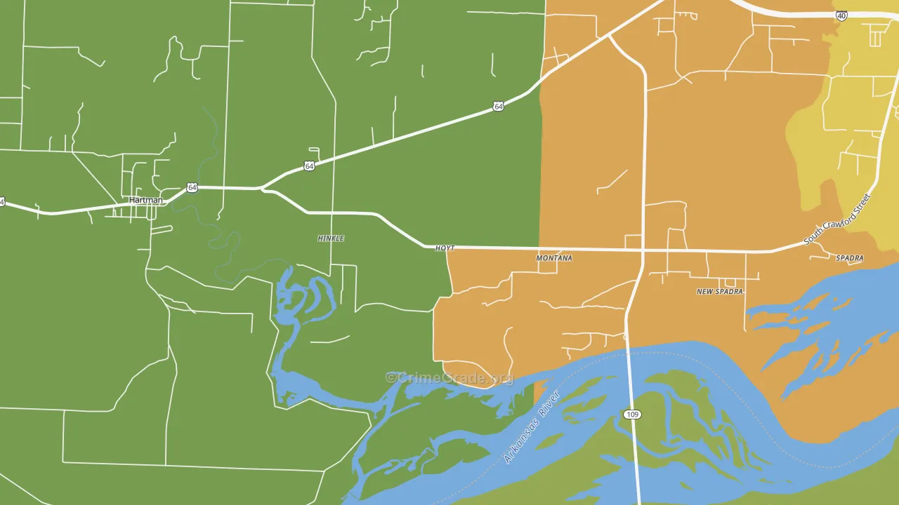 Montana, AR Map of Burglary Rates