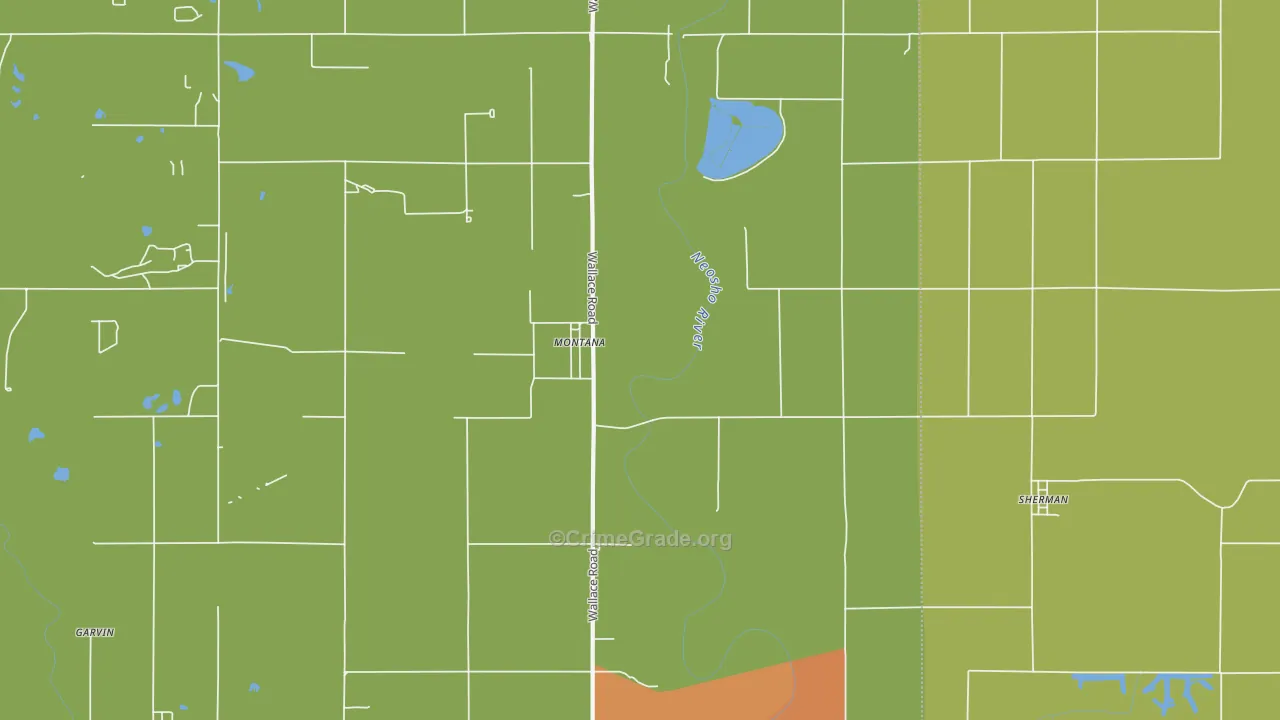 Montana, KS Map of Burglary Rates