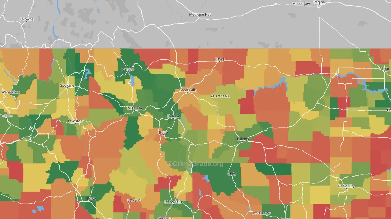 Montana Map of Burglary Rates