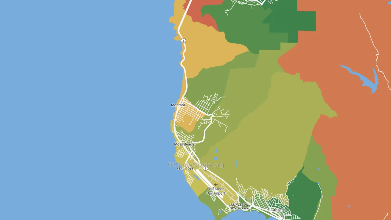 Montara, CA Map of Burglary Rates