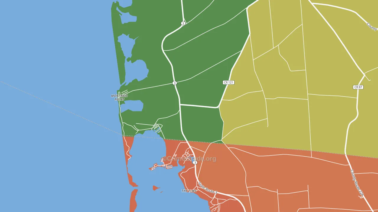 Montario Point, NY Map of Burglary Rates
