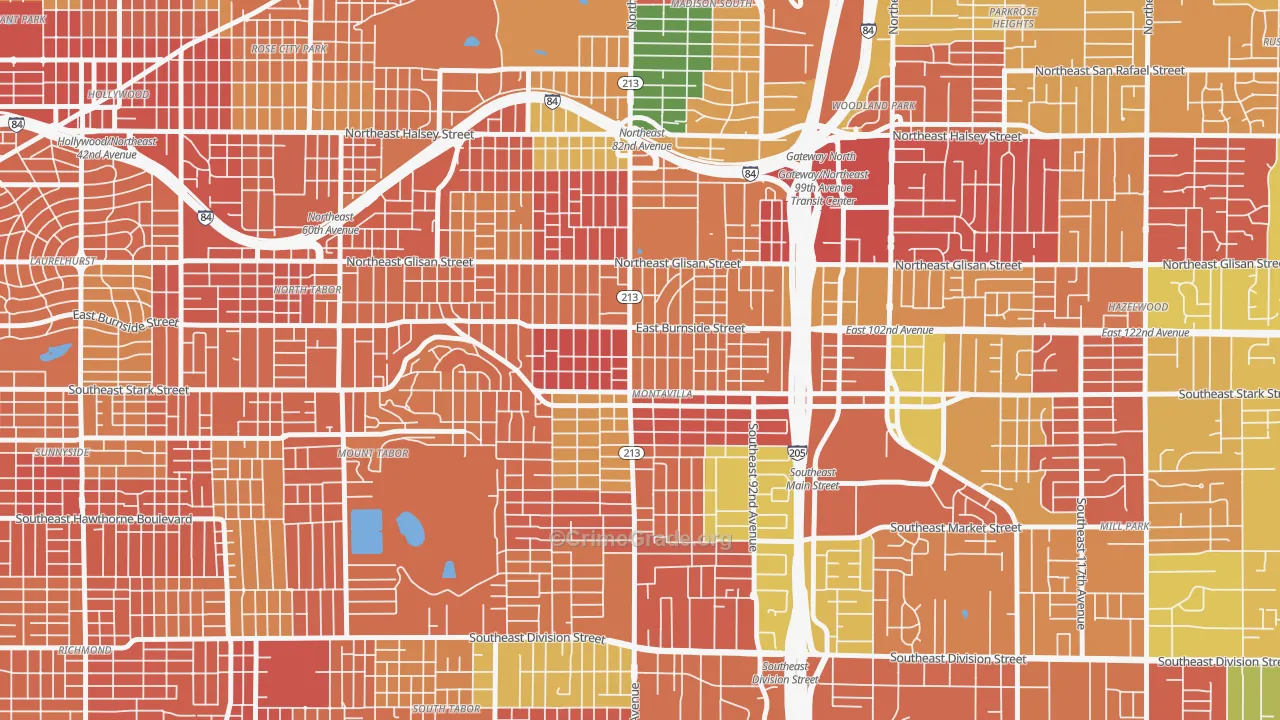 Montavilla, Portland, OR Map of Burglary Rates
