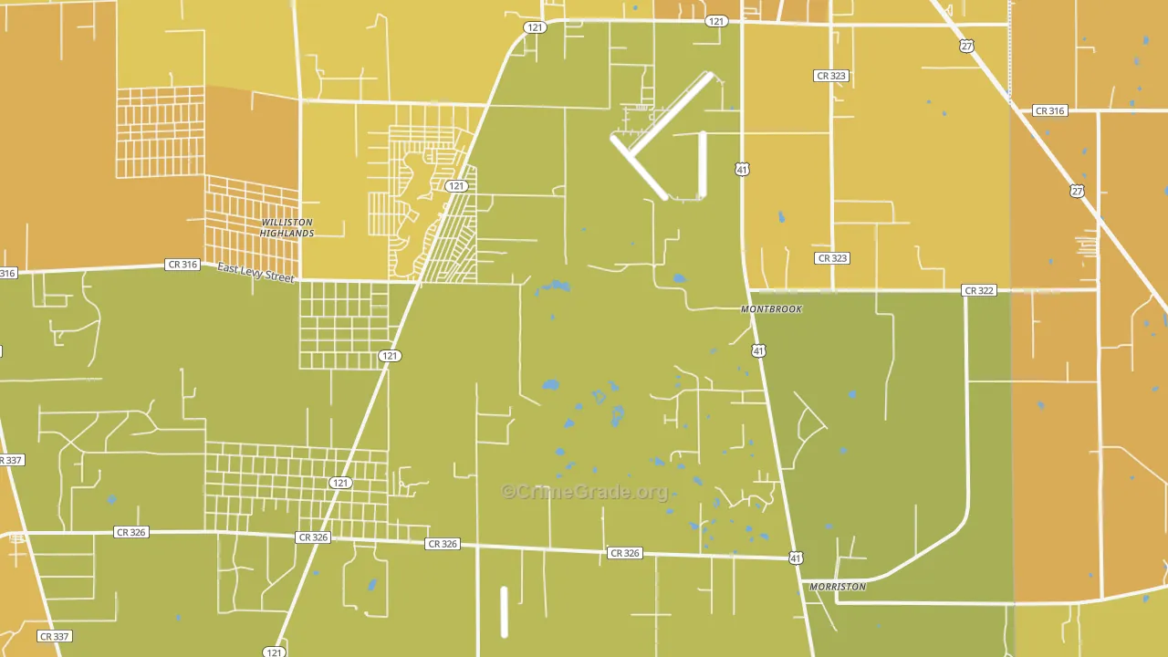 Montbrook, FL Map of Burglary Rates