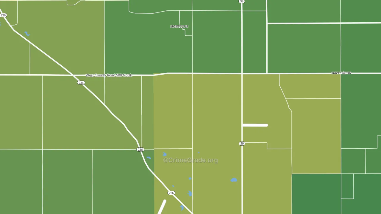 Montclair, IN Map of Burglary Rates