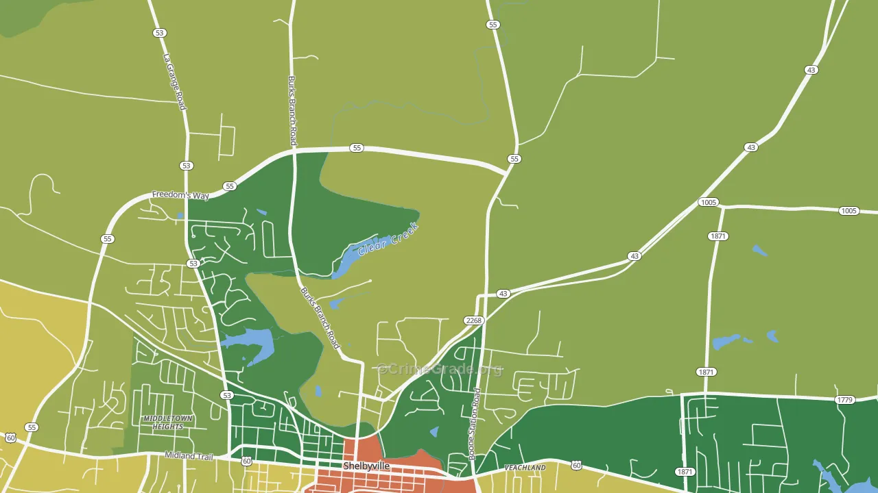 Montclair, KY Map of Burglary Rates