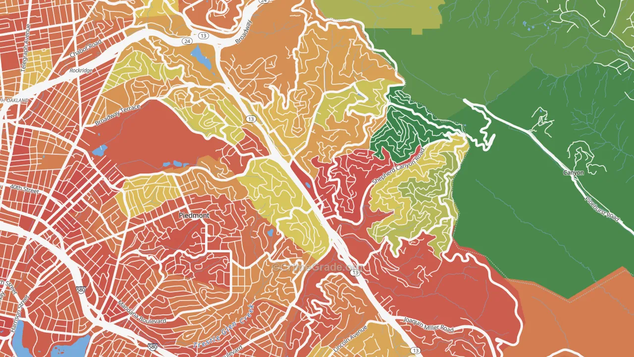Montclair, Oakland, CA Map of Burglary Rates