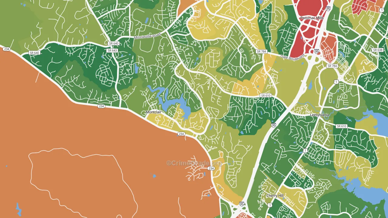 Montclair, VA Map of Burglary Rates