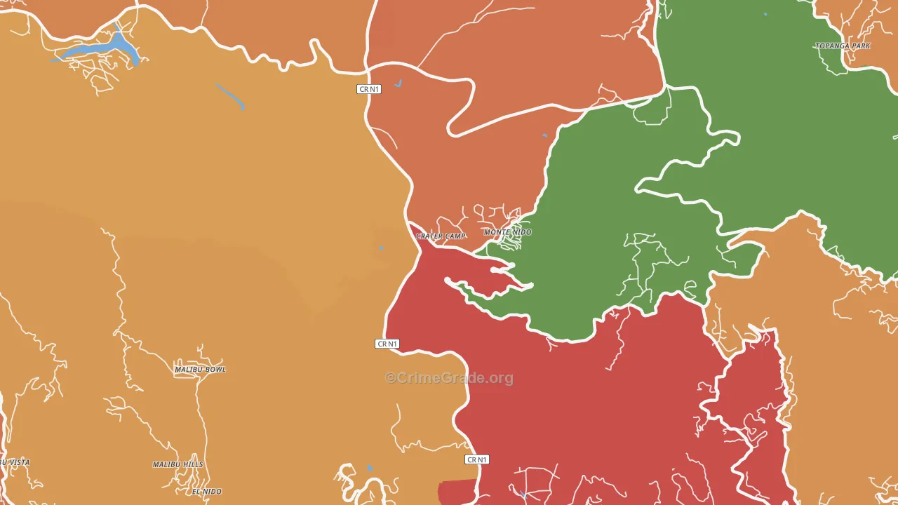 Monte Nido, CA Map of Burglary Rates