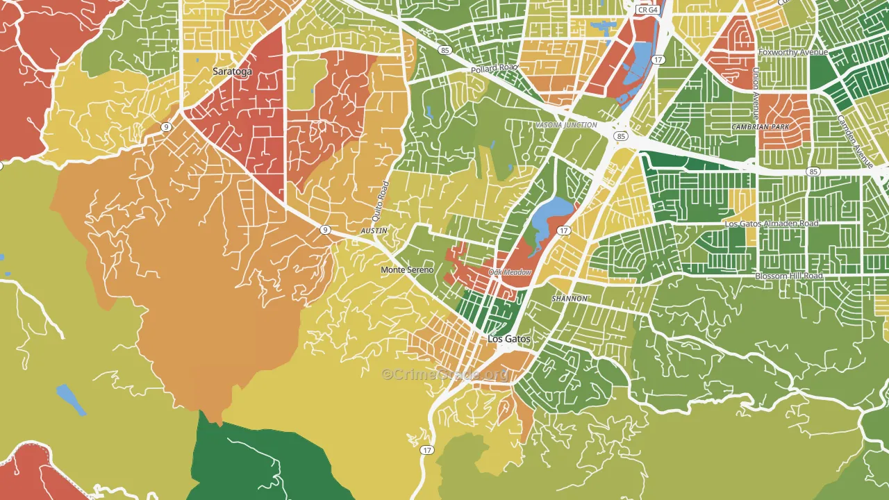 Monte Sereno, CA Map of Burglary Rates