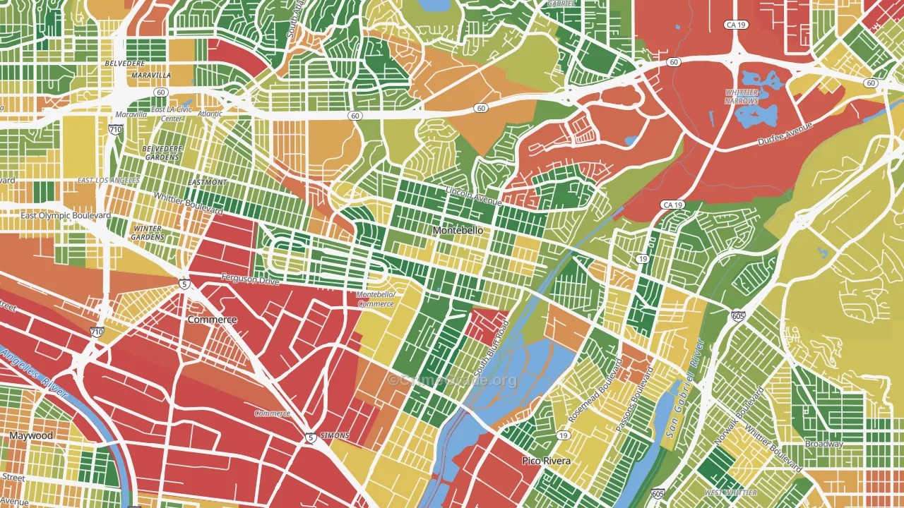 Montebello, CA Map of Burglary Rates