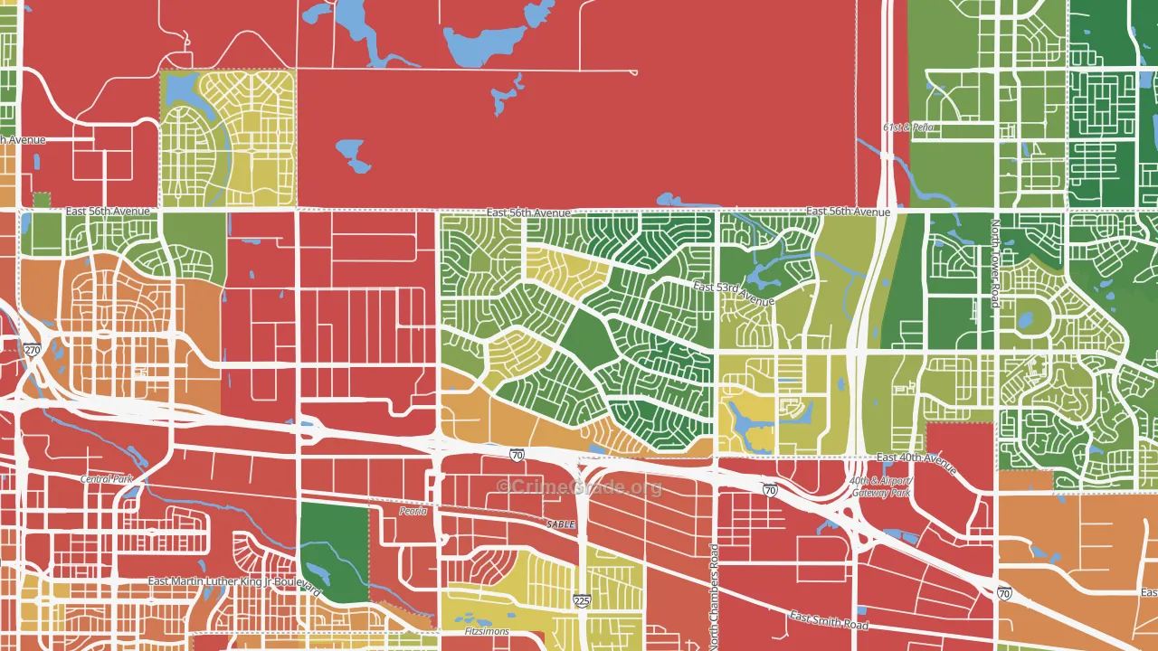Montebello, Denver, CO Map of Burglary Rates