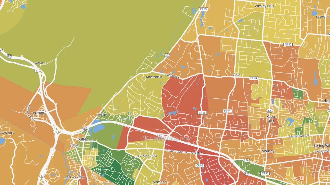 Montebello, NY Map of Burglary Rates