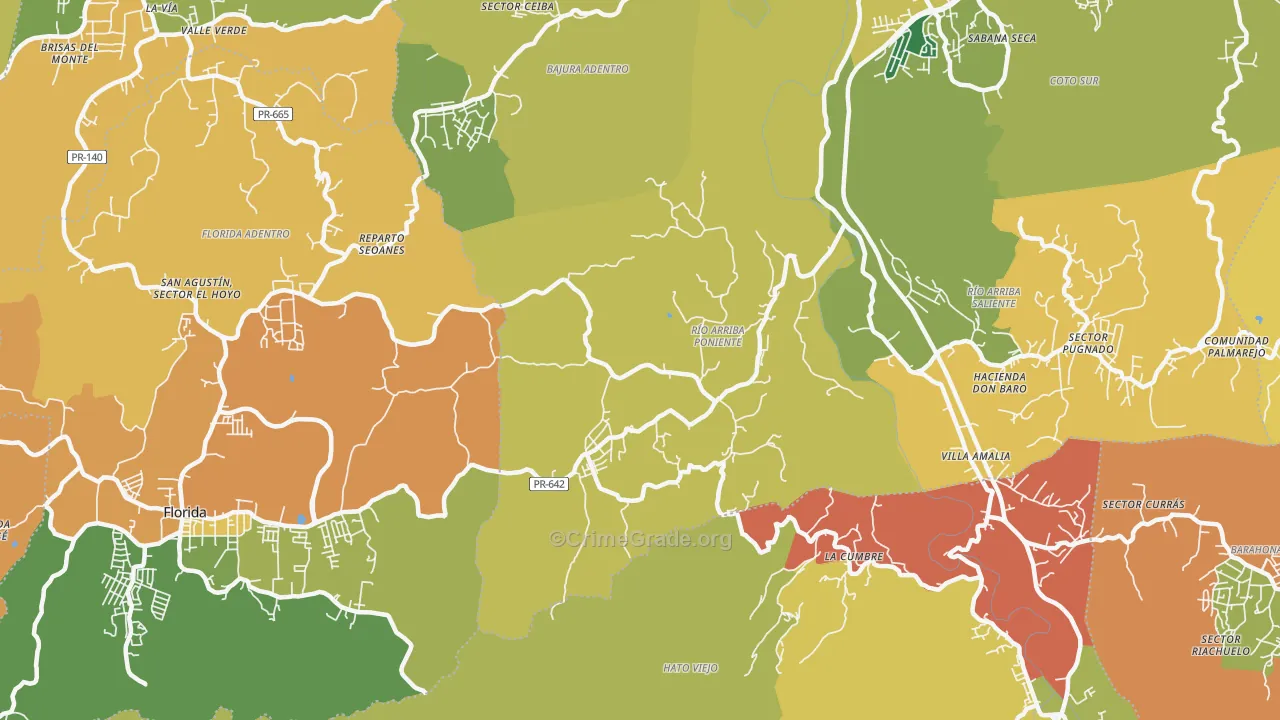 Montebello, PR Map of Burglary Rates