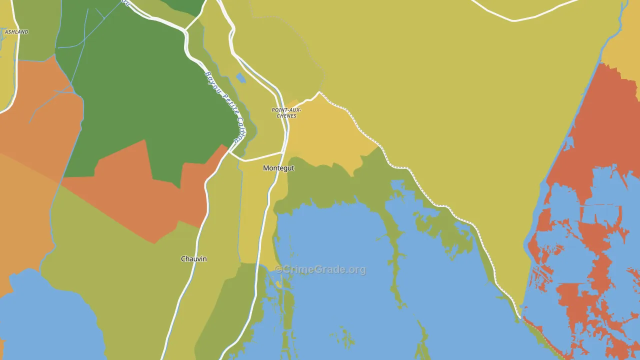 Montegut, LA Map of Burglary Rates