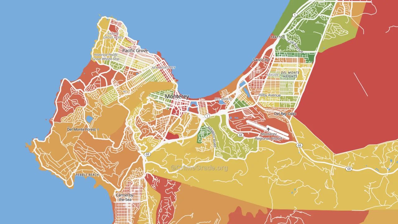 Monterey, CA Map of Burglary Rates