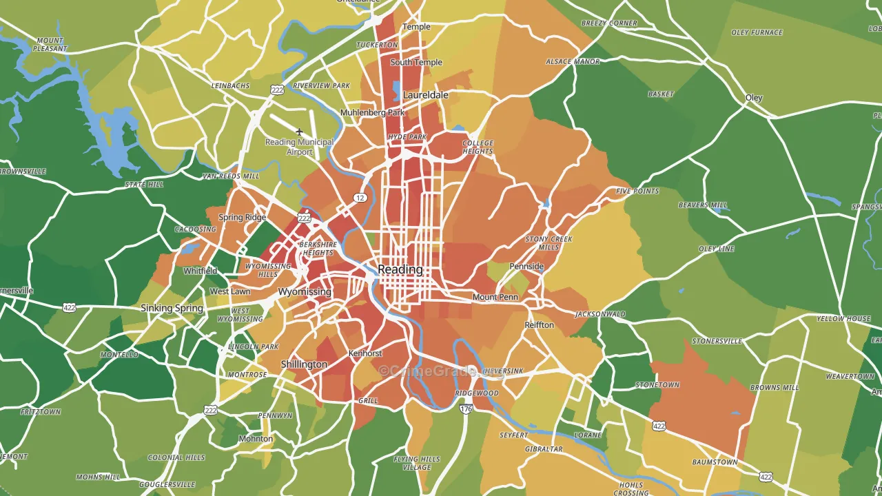 Monterey, PA Map of Burglary Rates