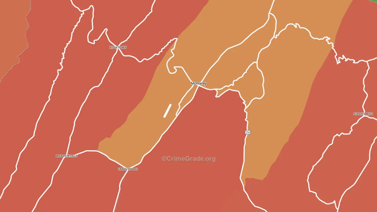 Monterey, VA Map of Burglary Rates