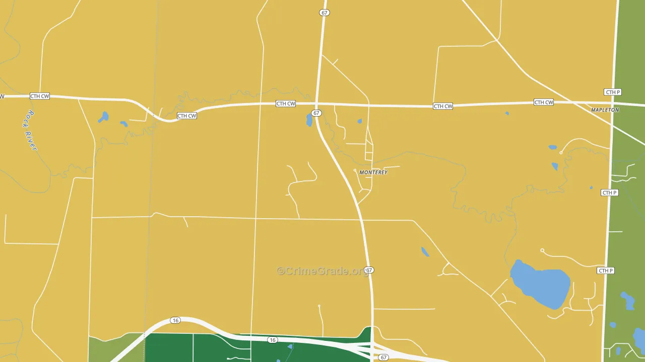 Monterey, WI Map of Burglary Rates