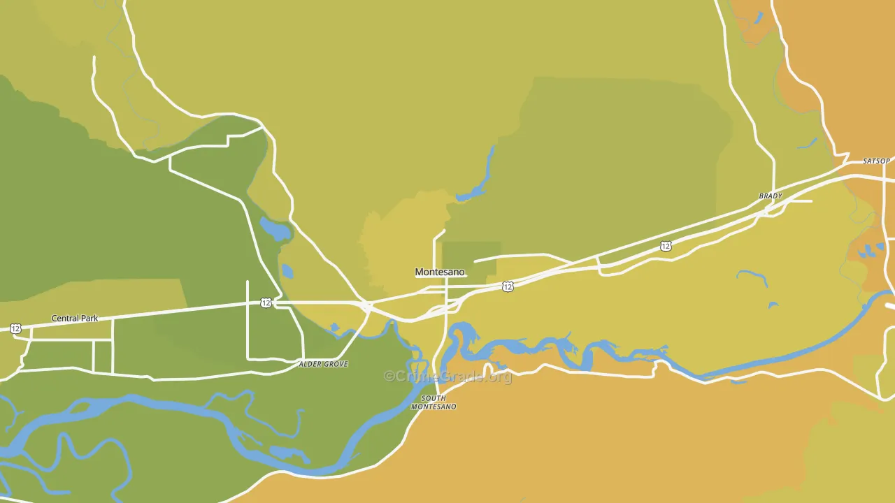 Montesano, WA Map of Burglary Rates