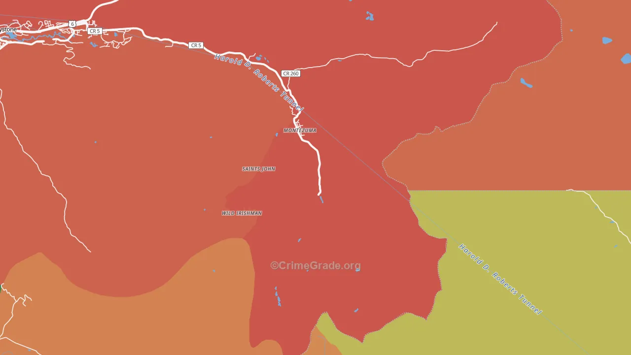 Montezuma, CO Map of Burglary Rates