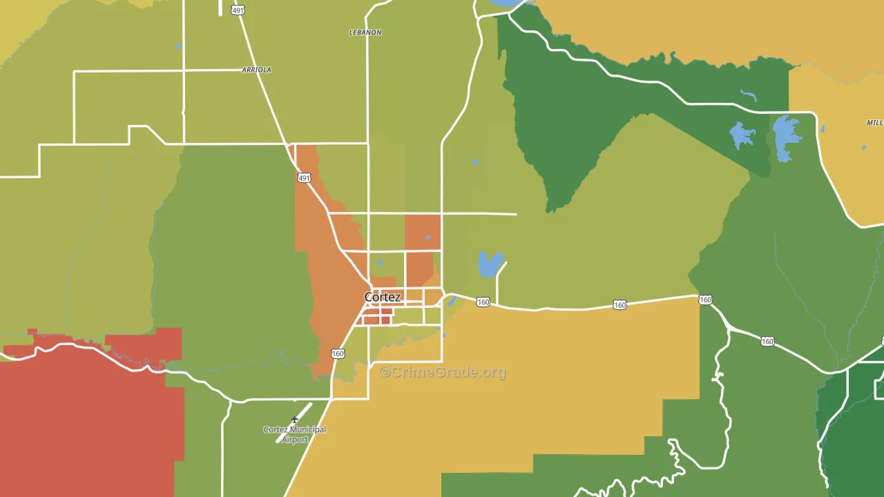 Montezuma County, CO Map of Burglary Rates