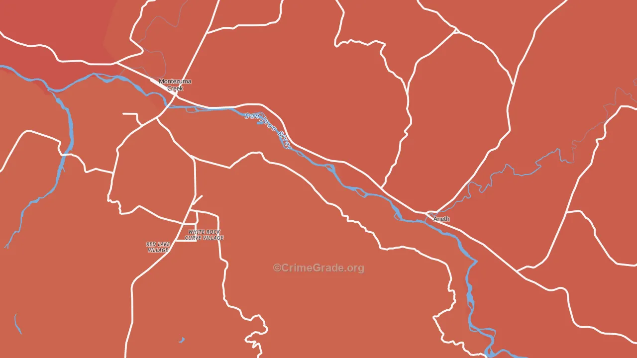 Montezuma Creek, UT Map of Burglary Rates